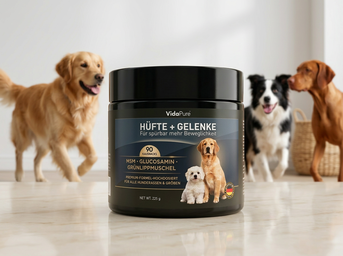Hunde mit VIDAPURE™ Hüfte & Gelenke Kautabletten